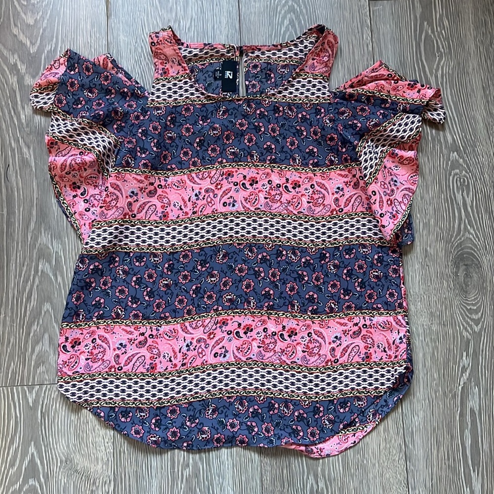 Iz Byer Pink and Blue Floral Tank Top